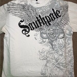 Southpole White Men's Graphic Winged Logo Shirt